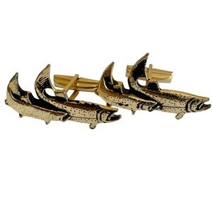 Vintage Goldtone Fish Cuff Links